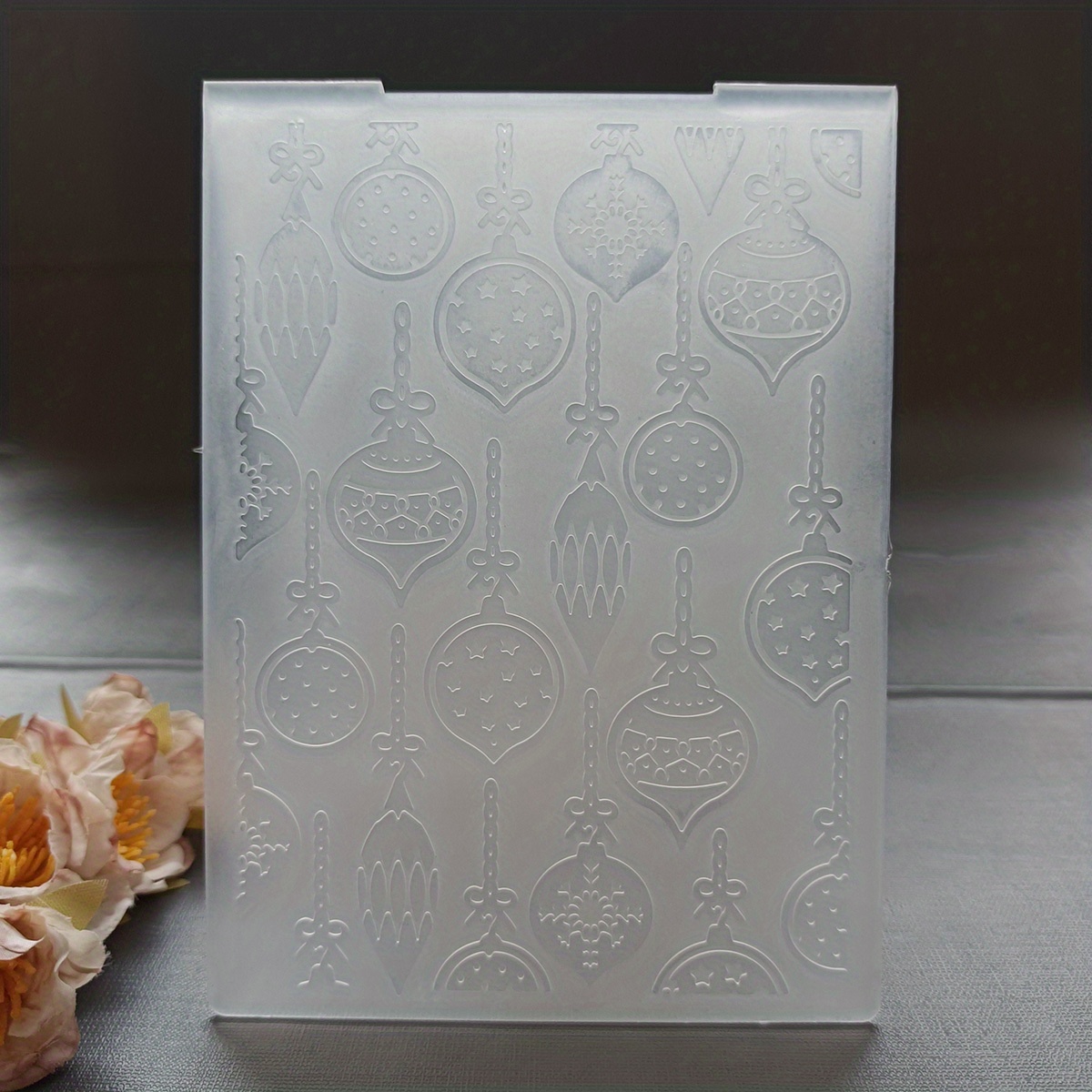 Azsg Christmas Ball Embossing Folders Plastic Plates Design Temu