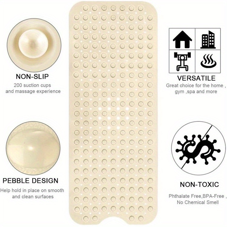 Anti slip Shower Stall Mat Bathtub Mats Drain Holes Suction Temu