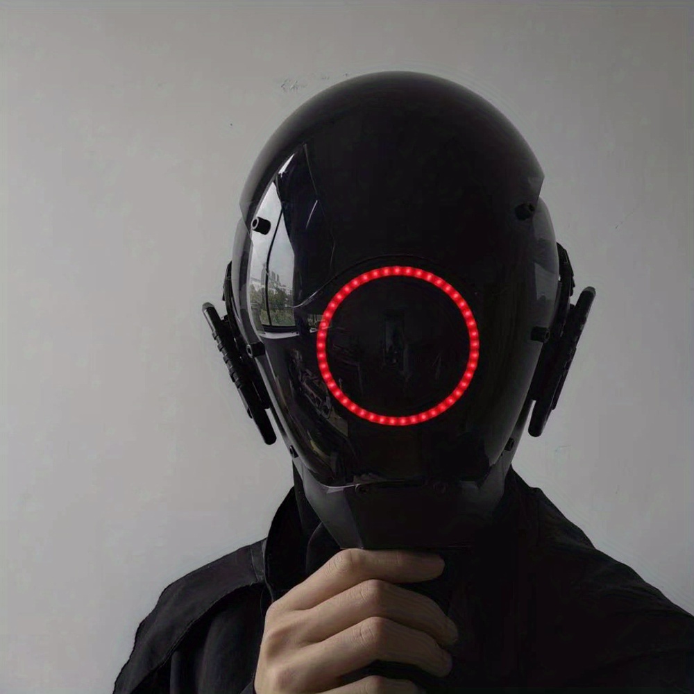 Maschera Cyberpunk Alla Moda Per Uomo, Maschera Cosplay Luminosa Alla Moda  Con Luce A LED Fredda Con Treccia, Maschera Meccanica Futuristica Di