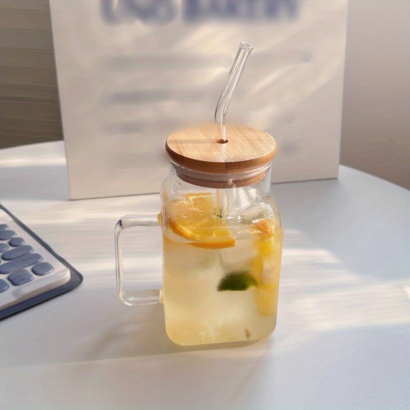 Drinking Mason Can Cups Clear Glass Cup With Bamboo Lid And - Temu