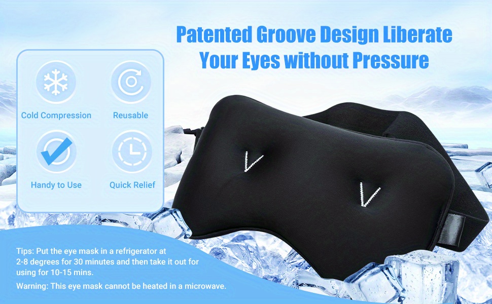 Weighted Eye Mask, Pain Relief Cold Relax Eye Pillow for Migraine Headache Sinus, Cooling Eye Masks Relieves Dry Eyes Dark Circles Pink Eyes, Glass Bead and Blocking Light