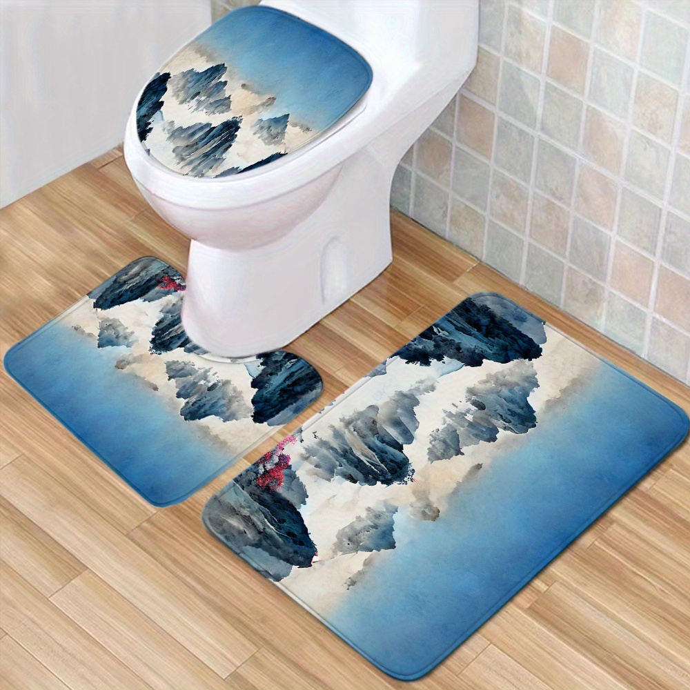 Bathroom Rugs Set, Ultra Soft Non-slip Bath Rug & Absorbent Bath Mat Carpets,  Includes U-shaped Contour Rug, Perfect For Bathroom/shower, Bathroom  Supplies Suitable For Living Room, Bedroom - Temu