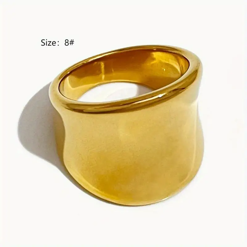 Normcore Band Ring Polish Surface 18K Gold Plated 316 Stainless Steel Exaggerated Jewelry, Jewels for Daily Outfits Party Decor,Women Rings,Temu