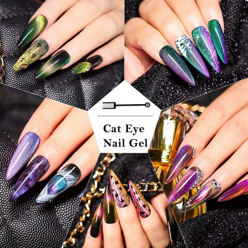 6 Colors Crystal Cat Eye Gel Nail Polish Magnetic Glitter - Temu