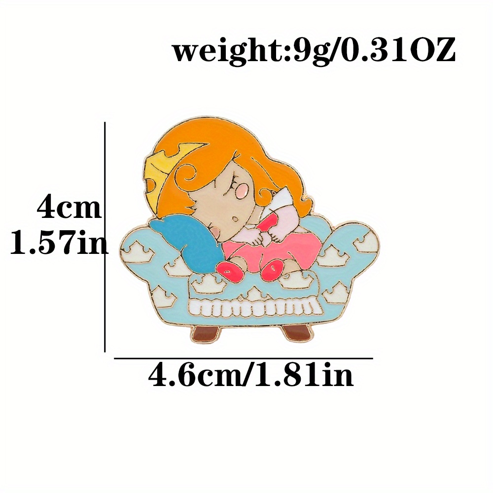 Cute Enamel Sleeping Girl Brooch Pin Backpacks Clothing Temu