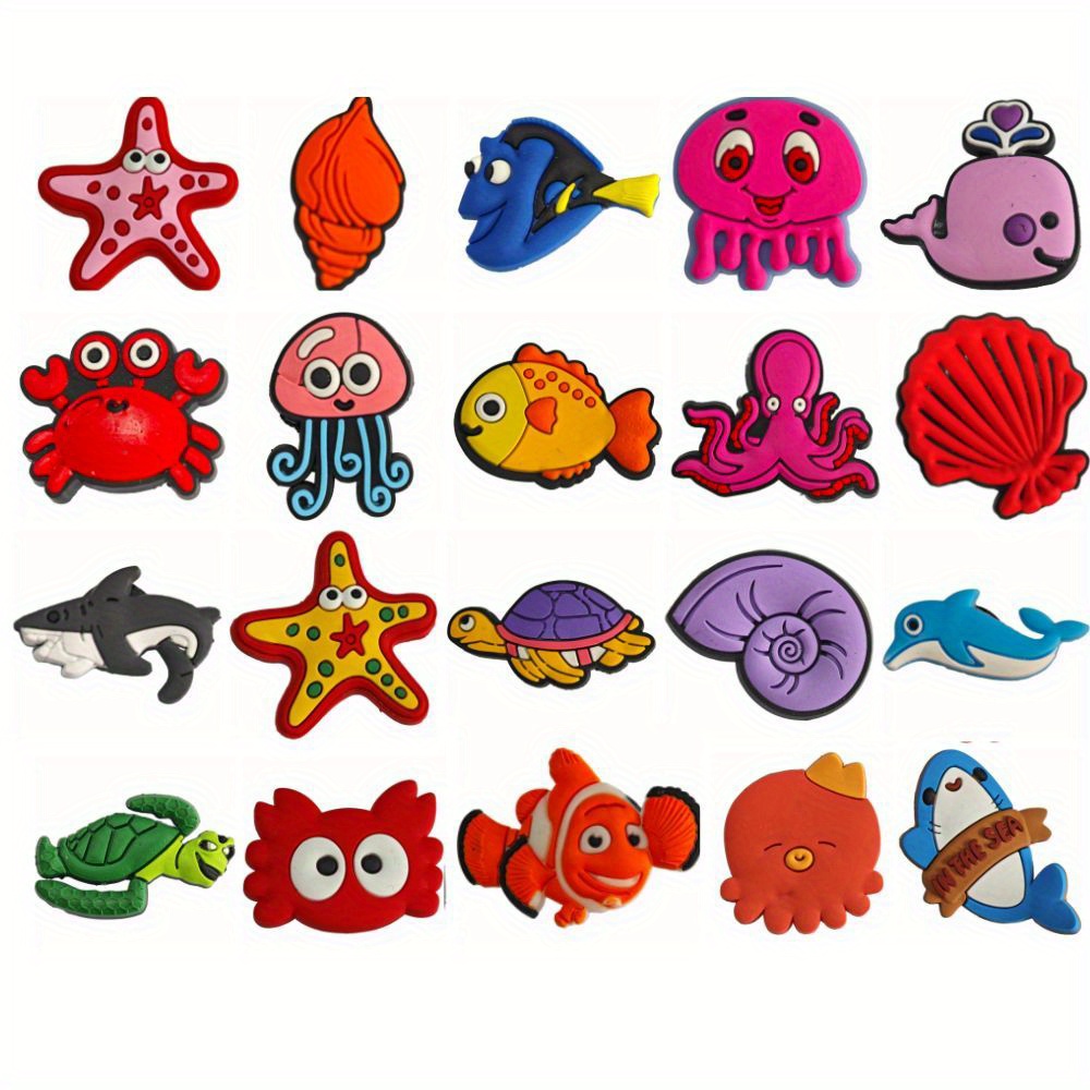 Crock Charms Accessories Cartoon Animals Cute PVC Shoe Croc Buttons Sandals  Charms Decoration Marine Organism Free Shipping