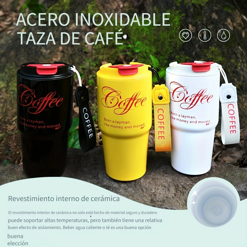 1pc Taza Café Viaje Tapa Taza Vacío Acero Inoxidable 12 Oz - Temu