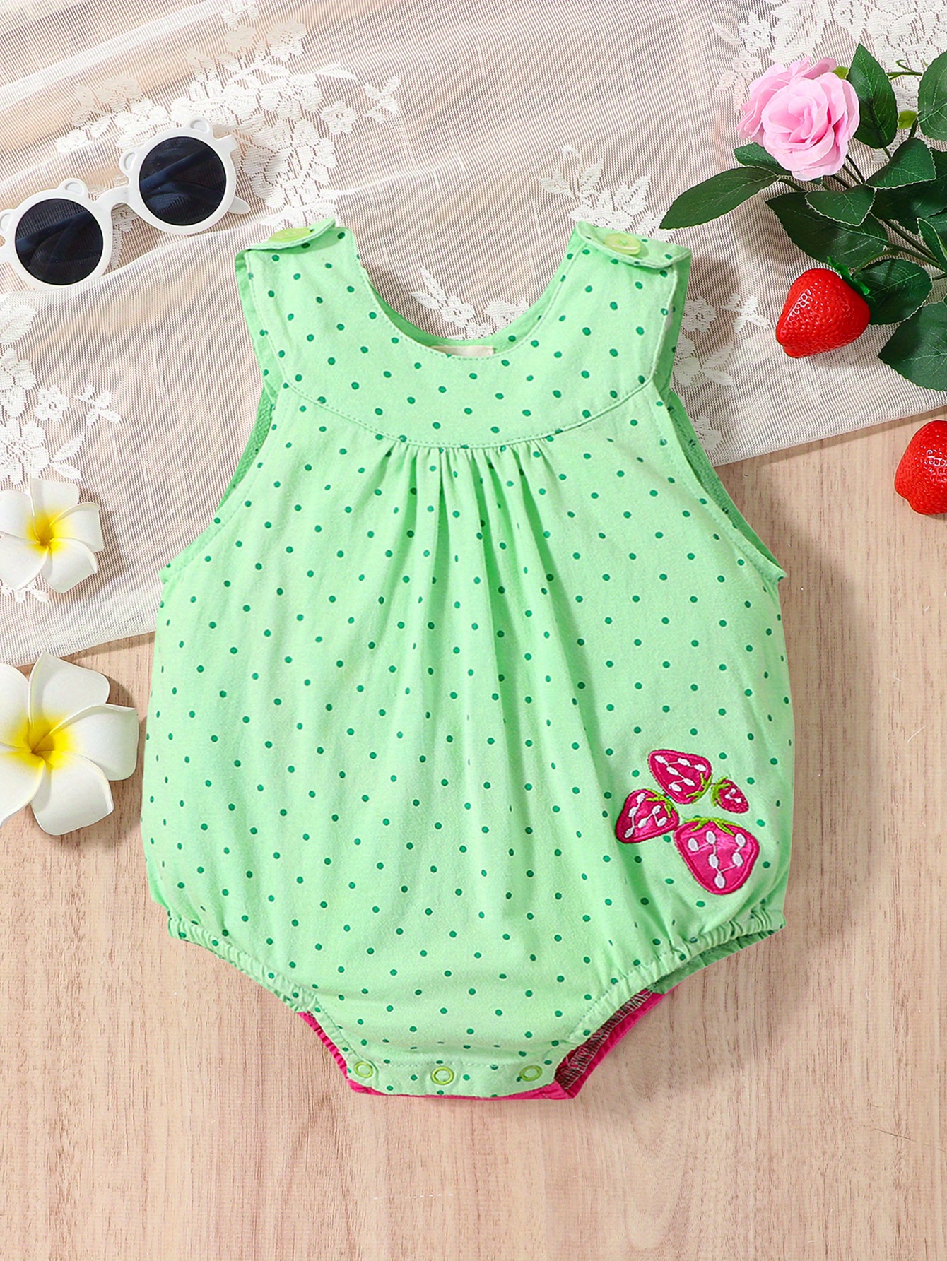 new cute baby romper dot strawberry/ style - Temu Australia