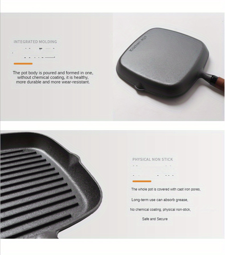 Sartén Antiadherente Para Exteriores, Utensilios De Cocina Dedicados A La  Carne, Sartenes Para Tortillas Con Mango De Madera, Sartenes Gruesas De Hier