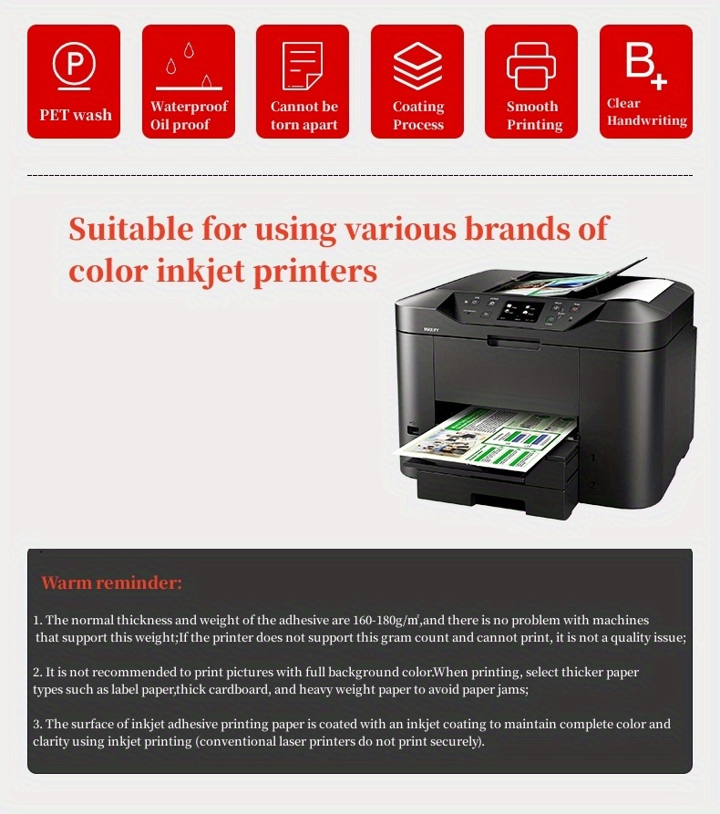 Papier autocollant vinyle imprimable pour imprimante à jet d'encre