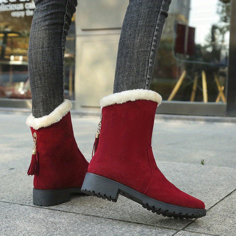 Botas Nieve Mitad Pantorrilla Decoración Borlas Punta - Temu