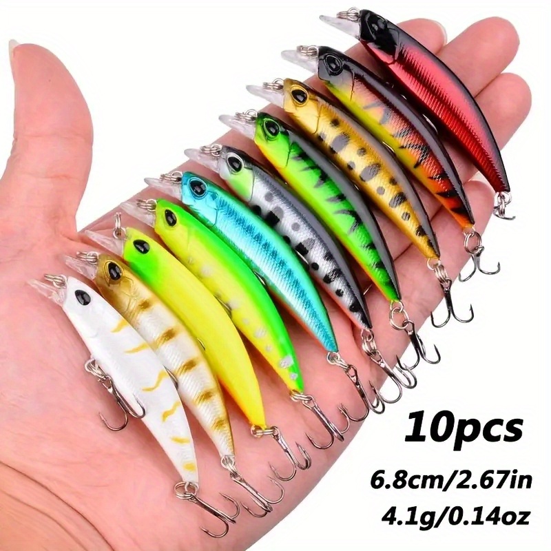 Minnow Lures, 10pcs Artificial Fishing Lures 65mm/6.5g for Saltwater for  Freshwater for Bass : : Sports, Fitness & Outdoors