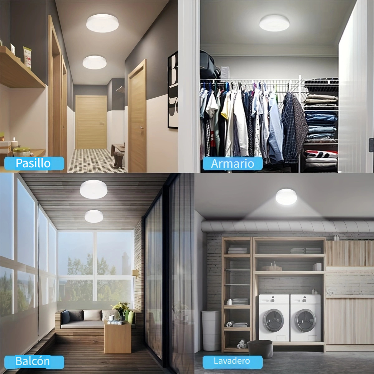  HONGUT Luz de techo LED alimentada por pilas, luz con sensor de  movimiento para interiores con control remoto, luz de ducha inalámbrica, luz  superior para techo, armario, armario, baño, pasillo, escalera