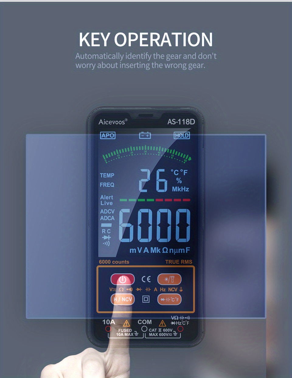 AS-118D Multimetre Numerique Intelligent Voltmetre Multimetre Automatique