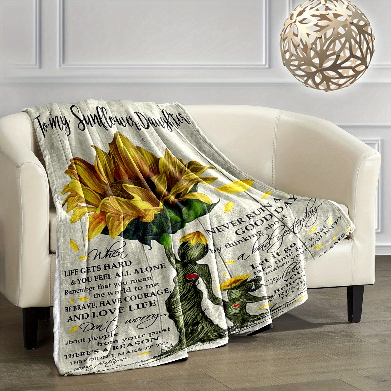 Sunflower Printed Flannel Blanket Daughter Mom Envelope Temu