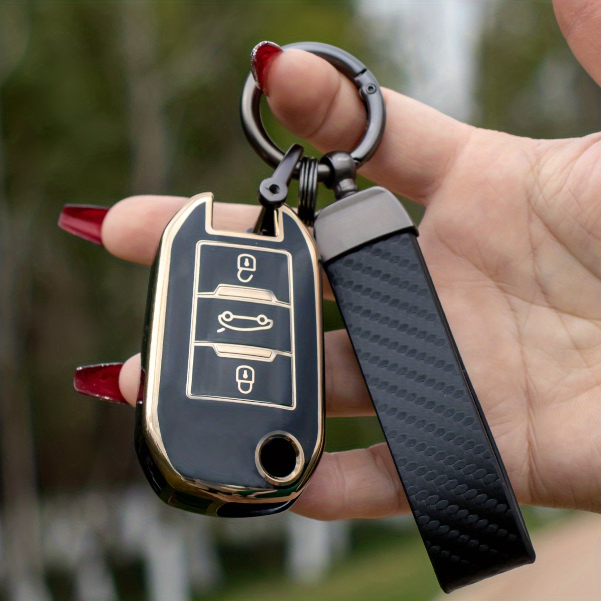 3pcs/set Tpu Soft Case Key Cover + Keychain (including Screwdriver)  Compatible With Peugeot Folding 3-button Car Key