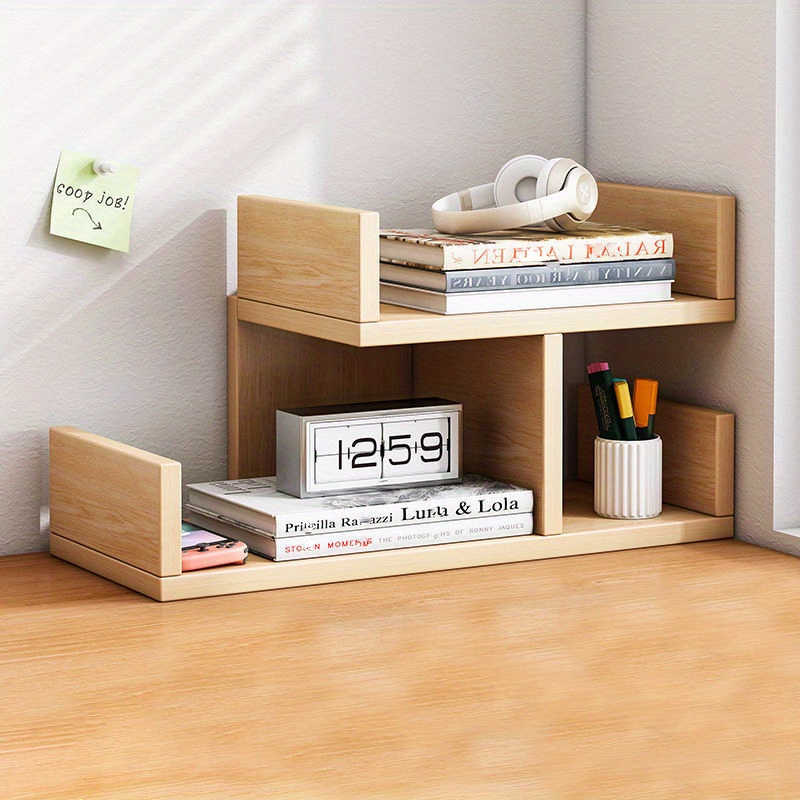 2 layer Portable Book Wooden Storage Shelf Desk Organizer - Temu