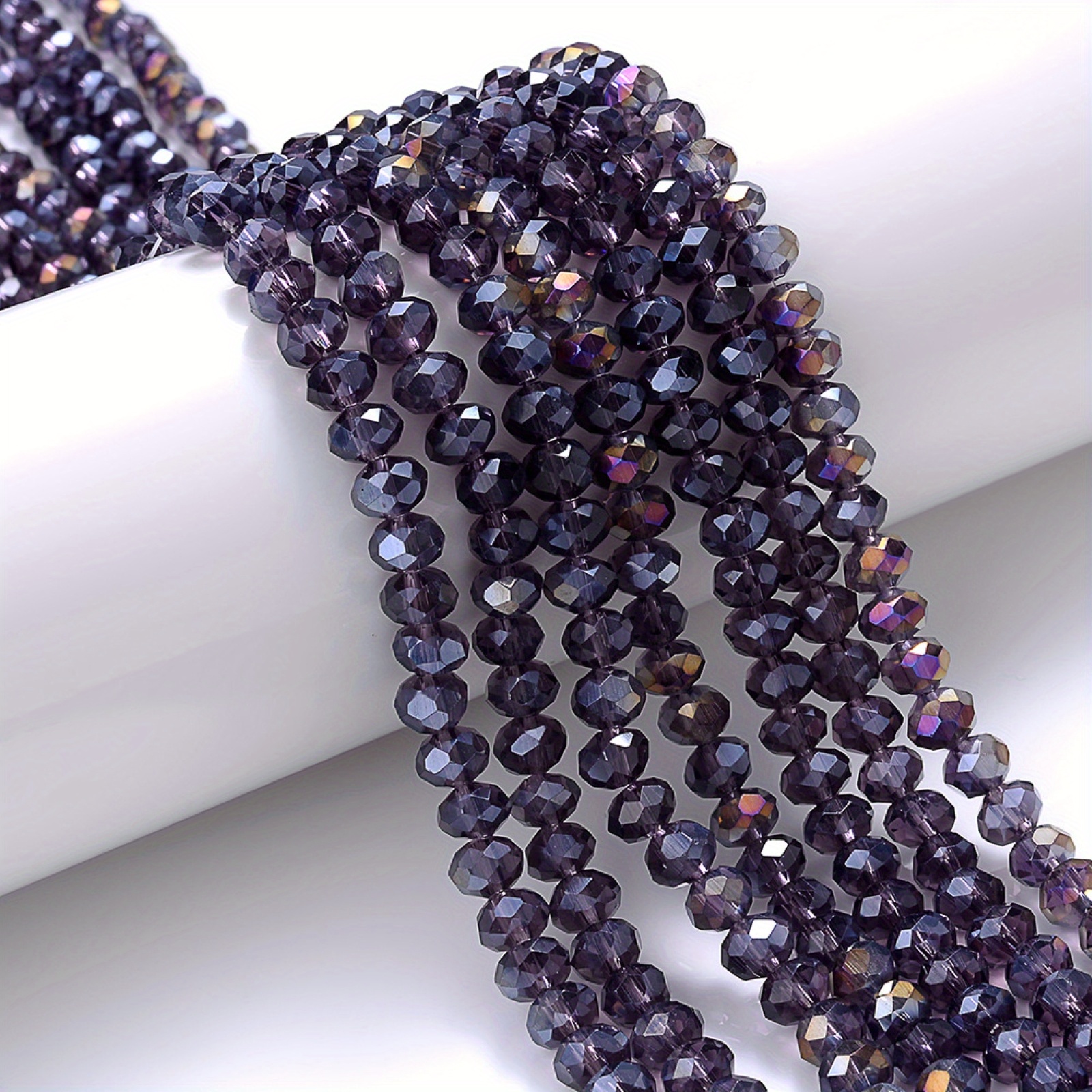 3/4/6/8mm Faceted Purple Plated Austria Crystal Glass Beads Loose Rondelle  Wheel Beads String For Bracelet Necklace DIY Jewelry Making Accessories