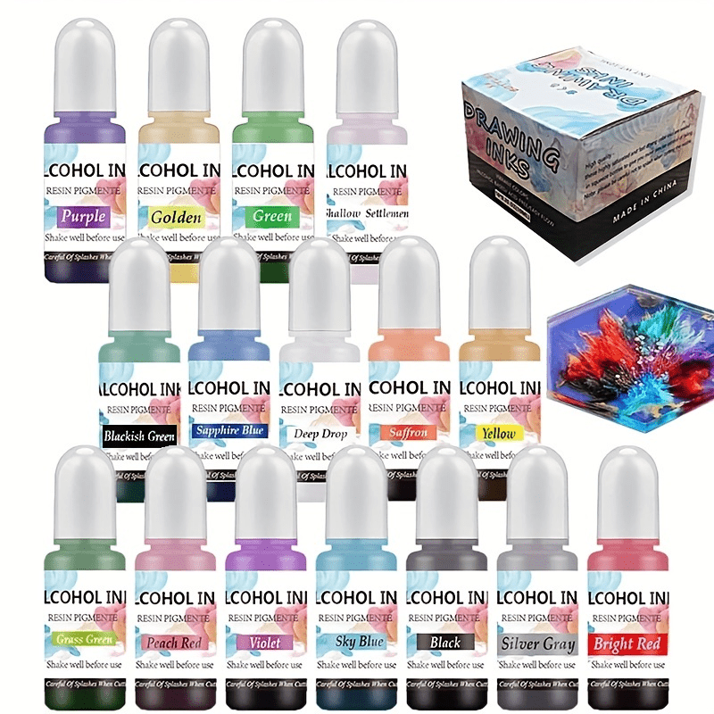 Let's Resin Epoxy Resin Dye,15 Color Translucent Epoxy Resin Pigment,Non-Toxic Concentrated Epoxy Resin Paint Each 0.35oz,Liquid Resin Colorant for