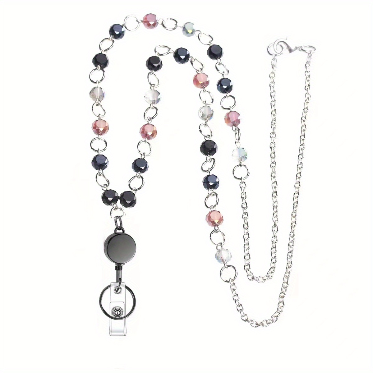 Lanyard Necklace Glass Bead Retractable Lanyard Necklace Id - Temu