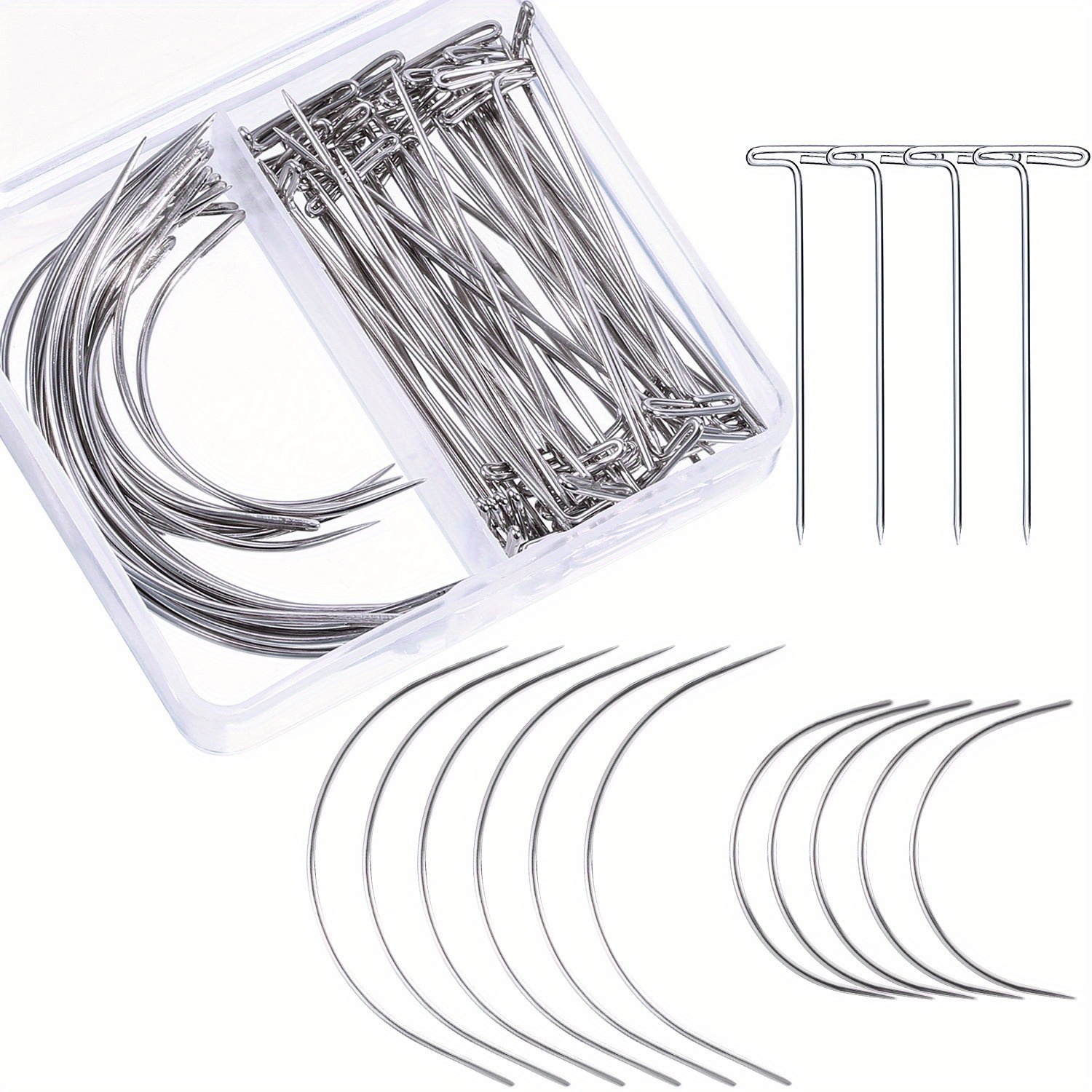 200 Pack Wig T-pins in 3 Sizes Wig T-pins, T Pins for Sewing, Blocking