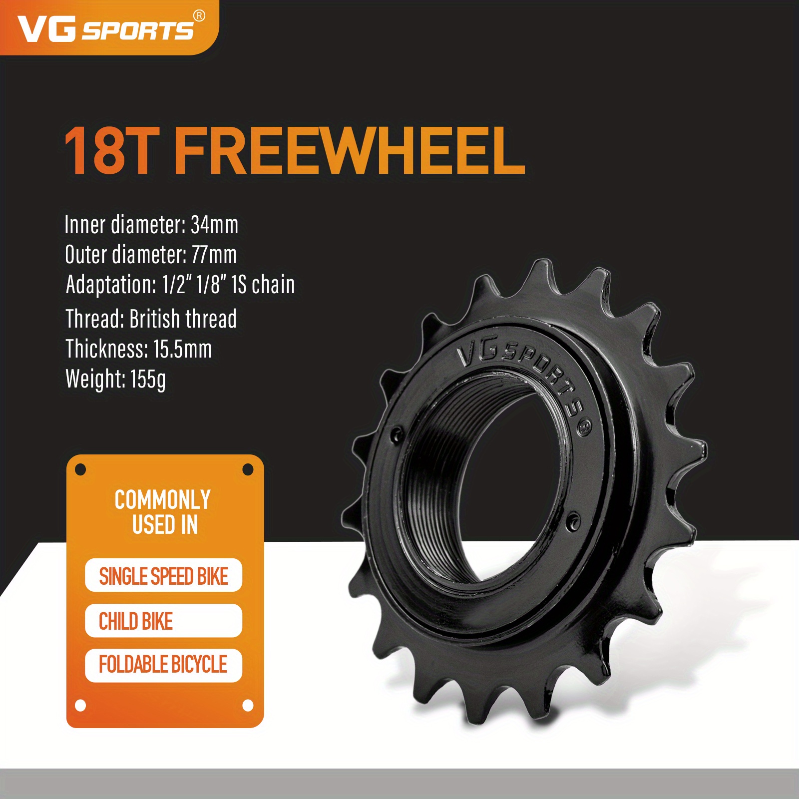 Image of 1pc Vg Sports 16t/18t/20t/22t/24t 34mm Bicycle Flywheel Bicycle Flywheel Sprocket Gear For Bmx Flywheel Sprocket Gear Bike Accessories