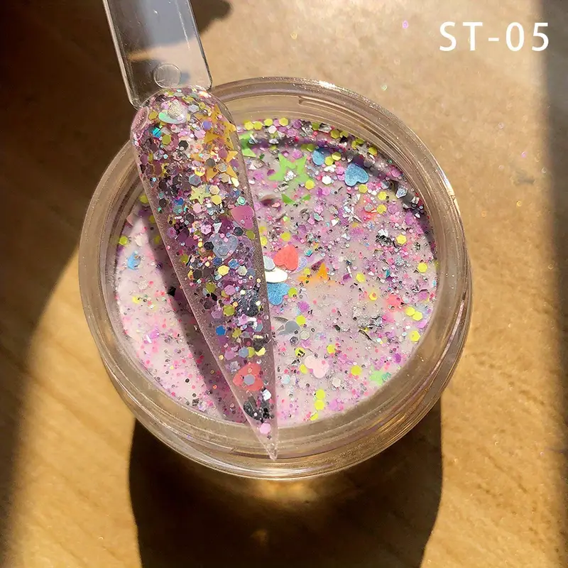 Rainbow Hexagon Glitter Acrylic Powder For Nail Art - Temu