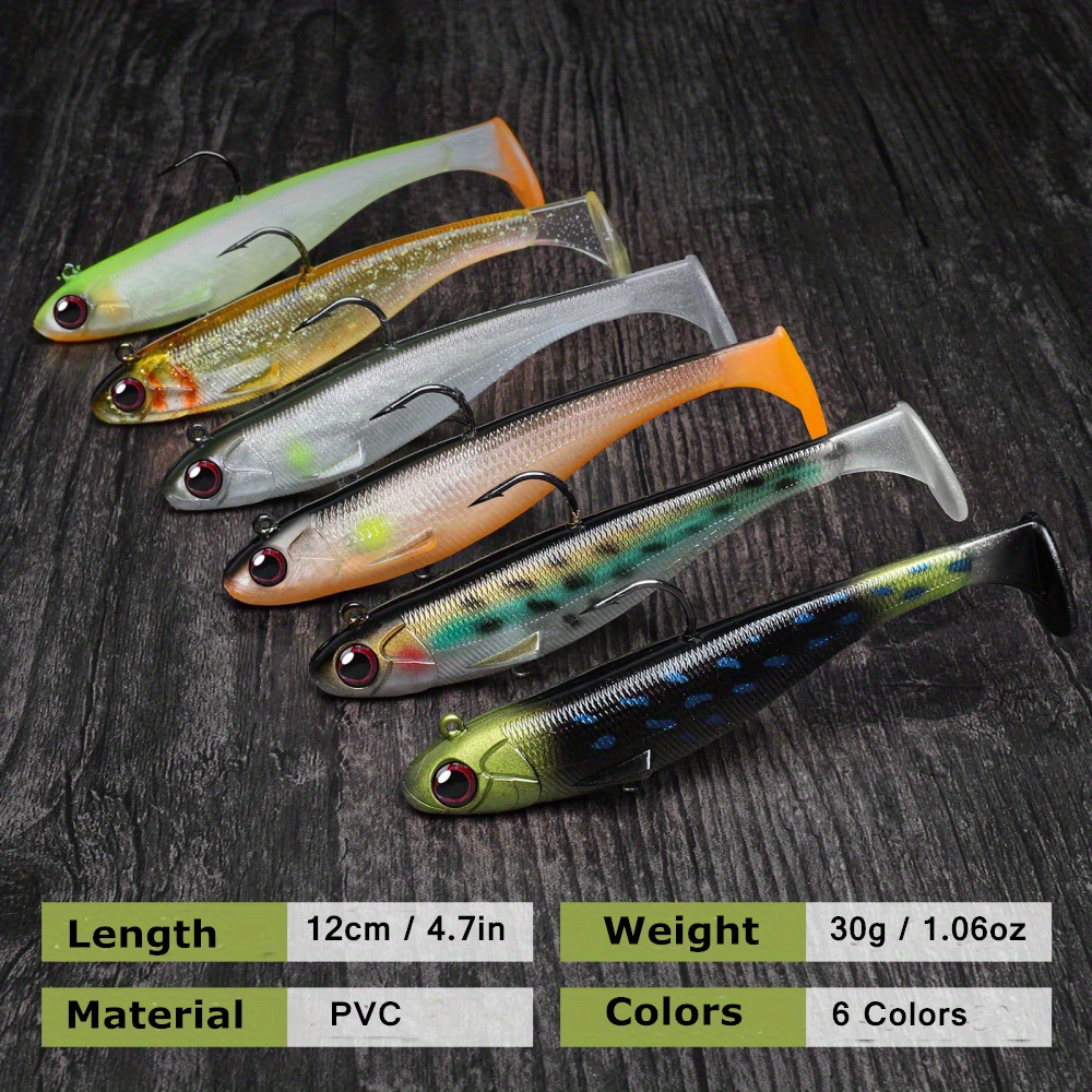 SHOWYEE Fishing Soft Lure, Pre-Rigged Jig Head Soft Paddle Tail
