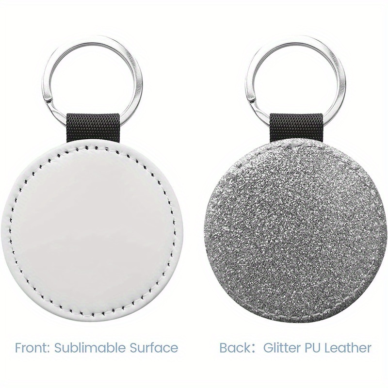 Sublimation Blank Keychain Glitter Pu Leather Keychain Heat - Temu