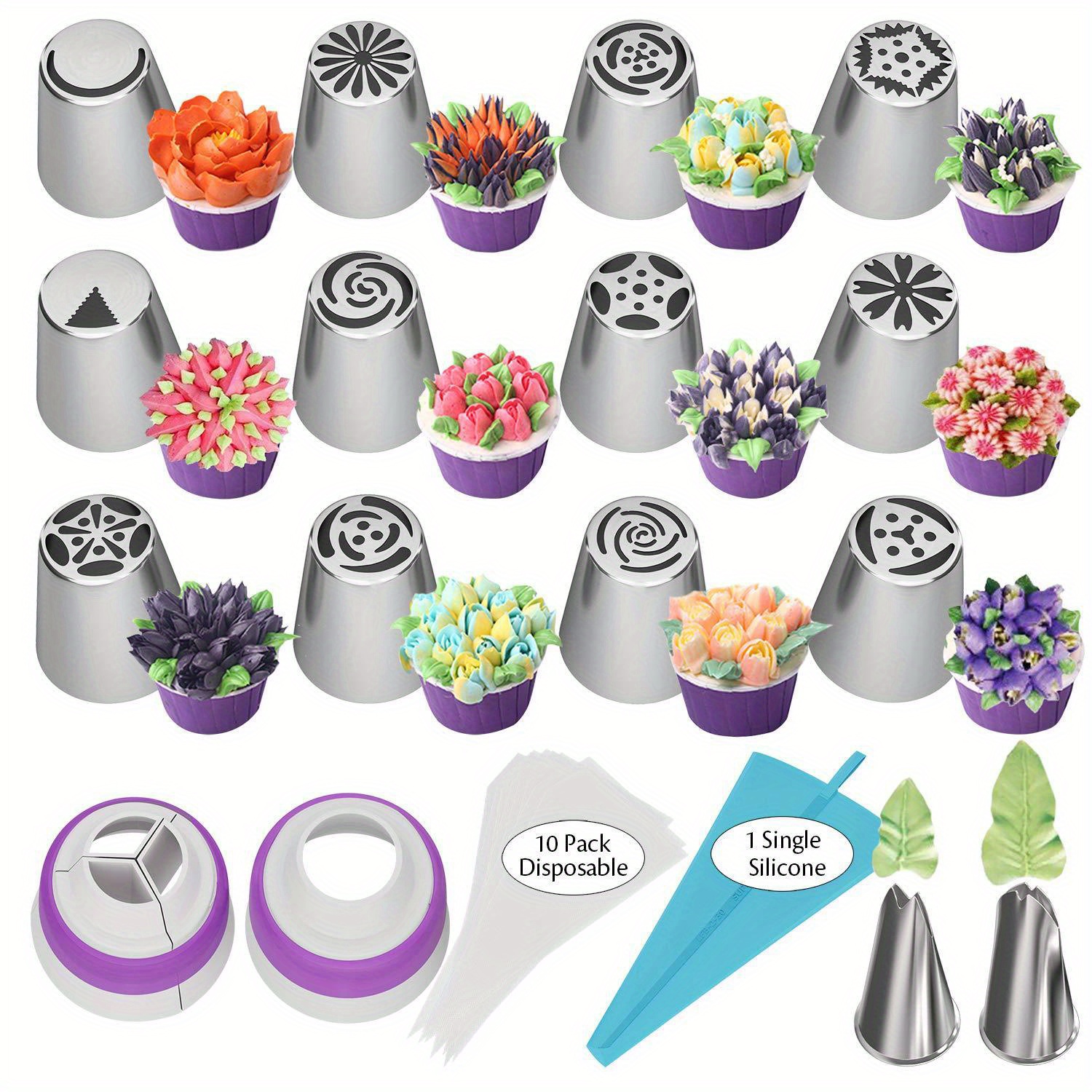 27pcs   cake pipping tips stainless steel pastry tip icing nozzle tips for frosting for cupcake cake decorating puff making cookie making baking tools kitchen gadgets kitchen accessories home kitchen items details 2