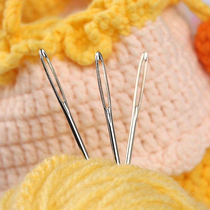 Large-Eye Blunt Needles, Stainless Steel Yarn Knitting Needles, Sewing Needles, Crafting Knitting Weaving Stringing Needles,Perfect for Finishing Off