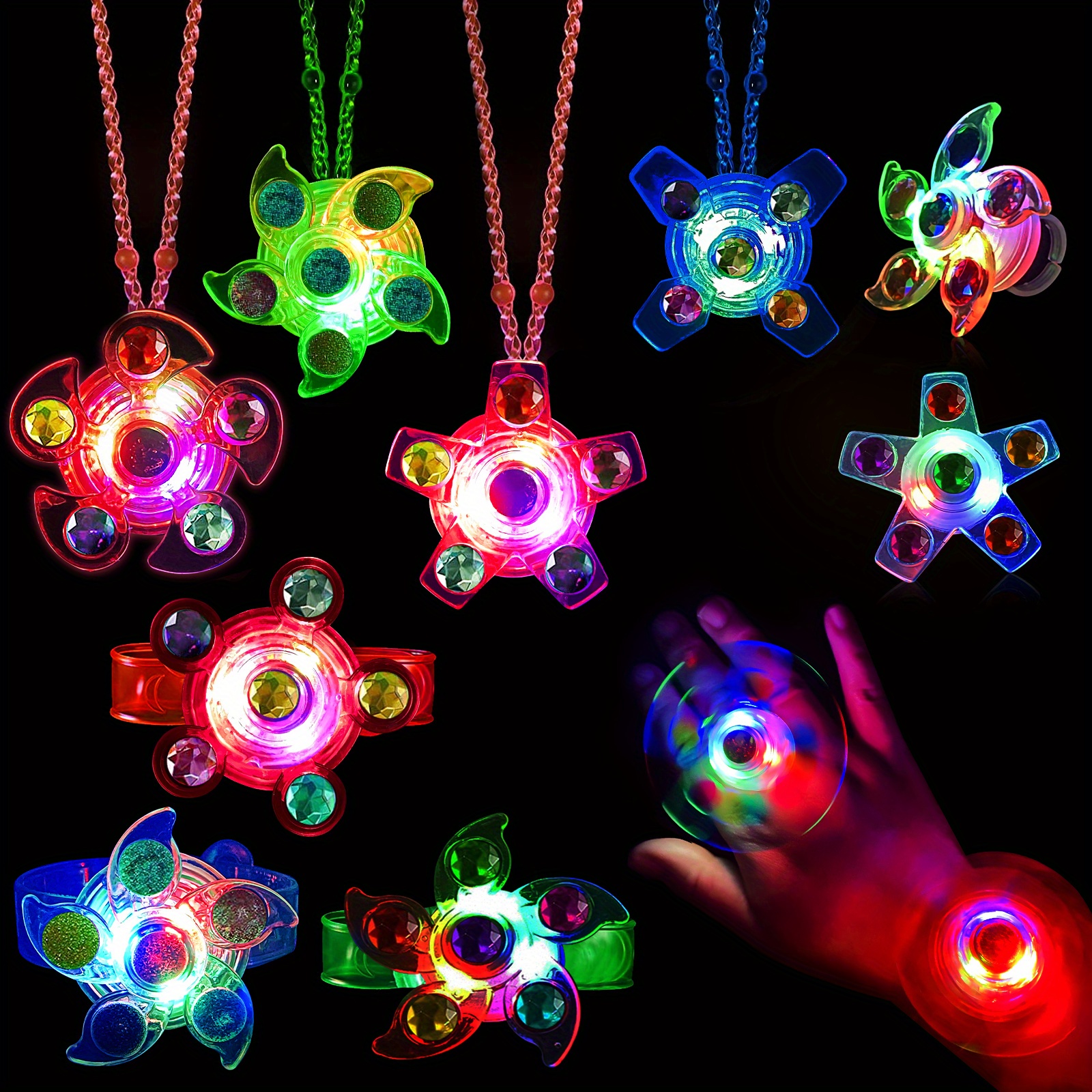 Gigilli Fidget Spinners 12 Pack, Party Favors LED Light Up Bulk Fidget  Spinners, Valentines Day Gift Kids Fidget Toy Goodie Bag Stuffers, Glow in  The