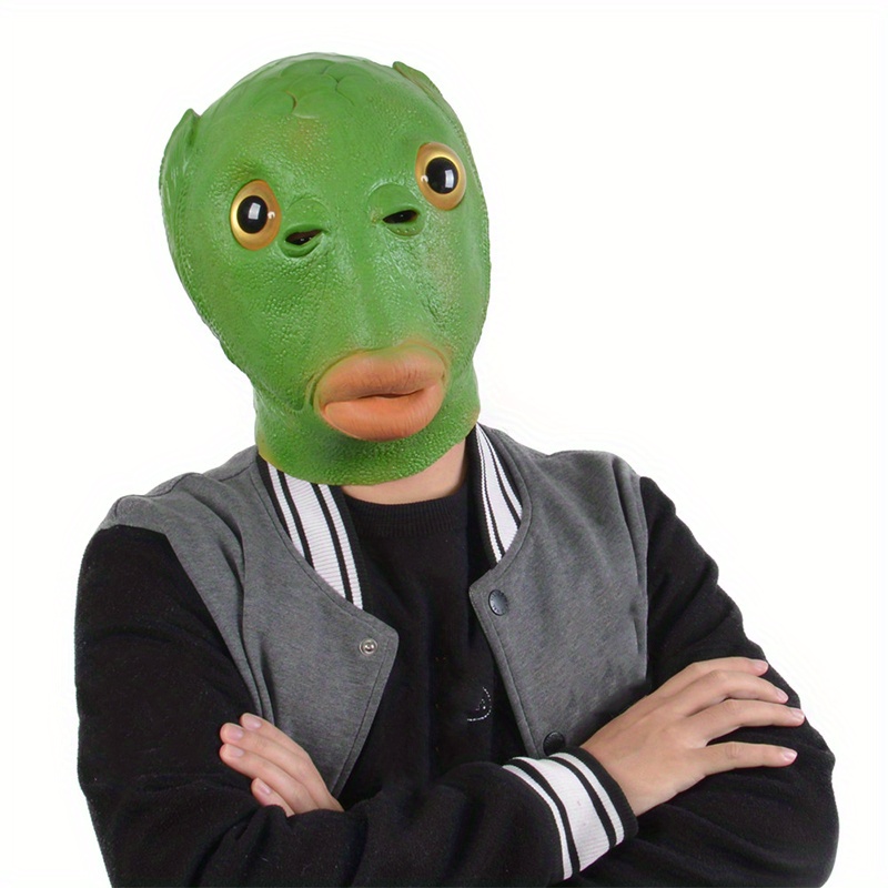 Green Fish Head Mask Fun Photography Props Halloween Themed - Temu
