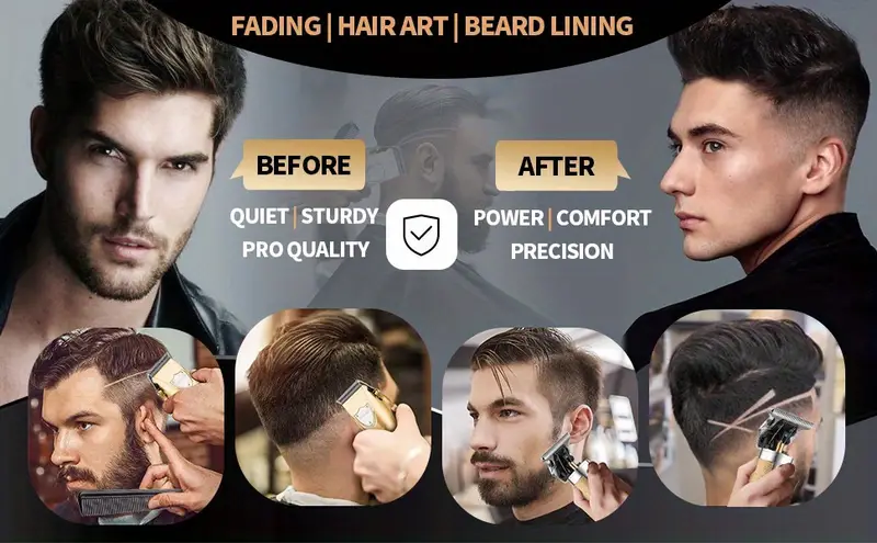 professional hair trimmer set hair clippers cordless hair trimmer electric barber clippers zero gapped trimmer professional beard trimmer rechargeable hair cutting kit details 5
