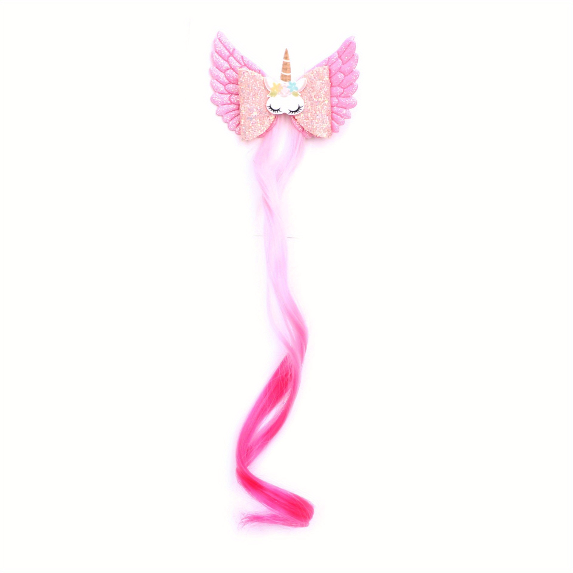 Girls Unicorn Wings Bowknot Hair Wig Extensions