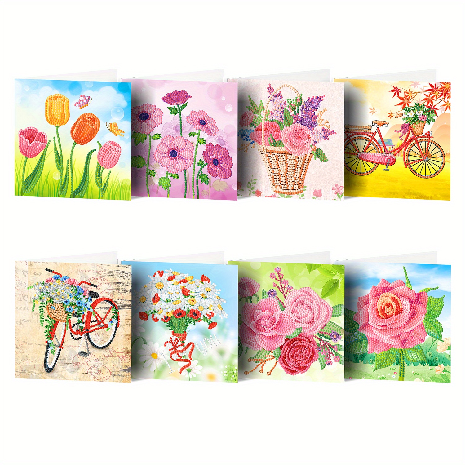 Diamond Painting Diy Greeting Card Birthday Flowers And - Temu