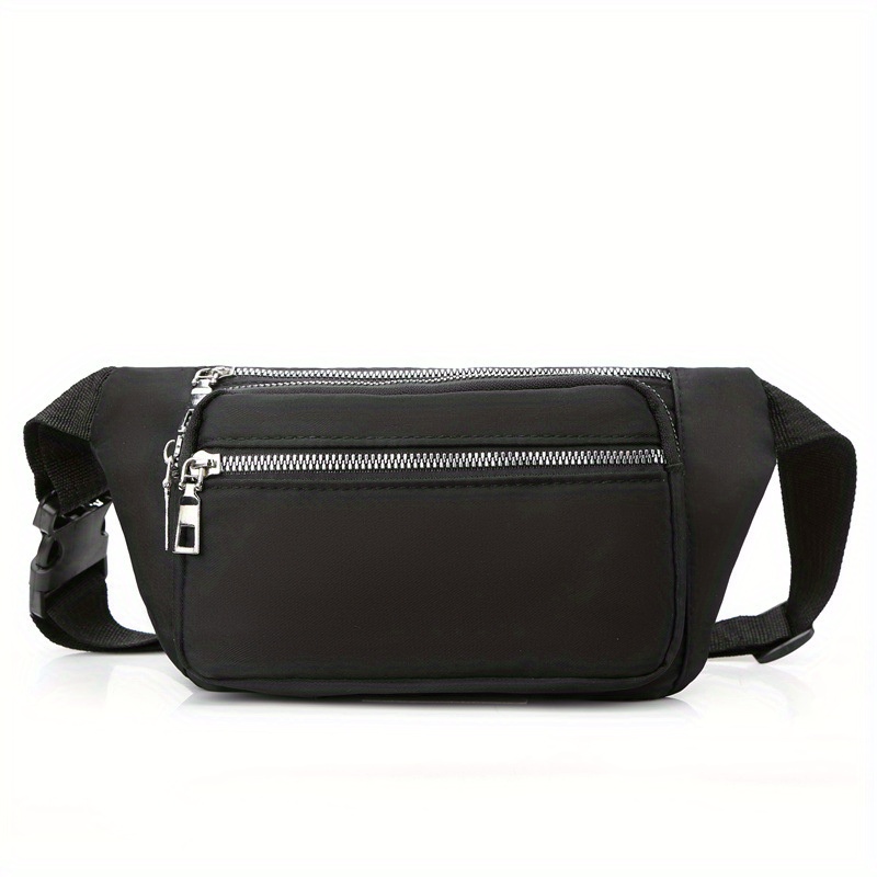 TEMU Women&;s Nylon Waist Bag With Adjustable Strap - Multi-compartment Zipper Closure Crossbody Belt Bag For Travel, (grey, Pink, Red, Blue, Black),