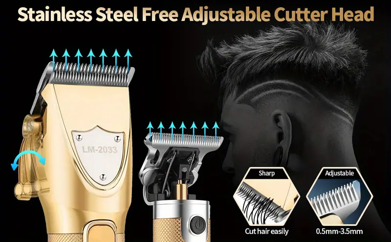 professional hair trimmer set hair clippers cordless hair trimmer electric barber clippers zero gapped trimmer professional beard trimmer rechargeable hair cutting kit details 0
