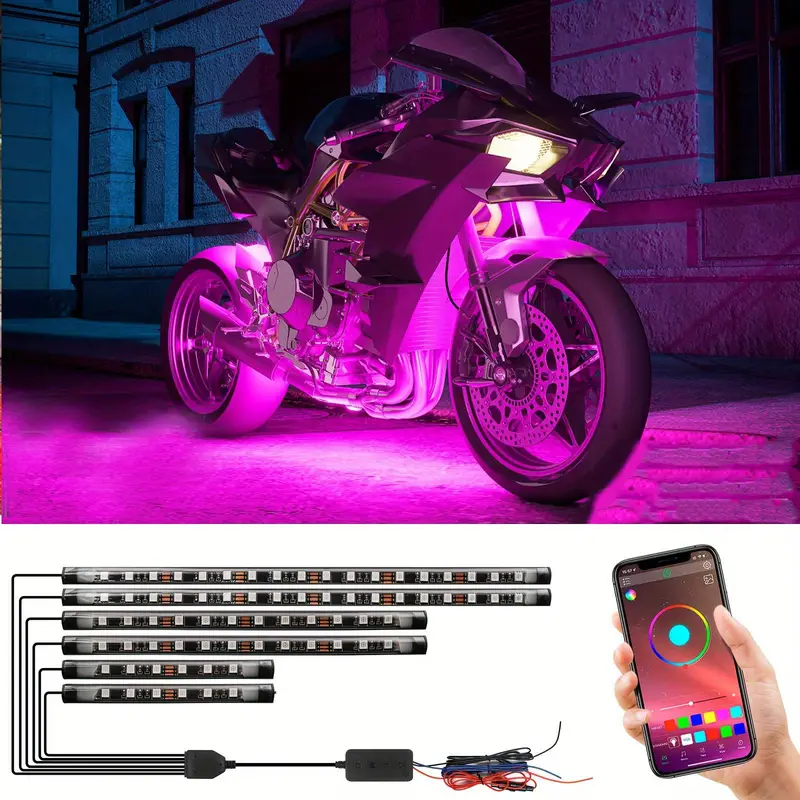 Rgb Motorcycle Led Light Kits App Control Waterproof Lights - Temu