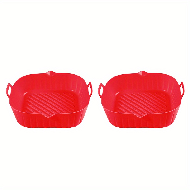 Air Fryer Silicone Liners 2 Pcs, 8.1 inch Square Air Fryer Accessories for 6 qt or Bigger Air Fryer Baskets, Food-grade Reusable Thick Air Fryer