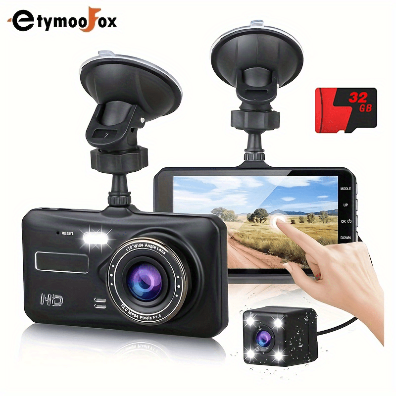 Exquisita cámara trasera delantera Dash Cam coche Dvr Black Box