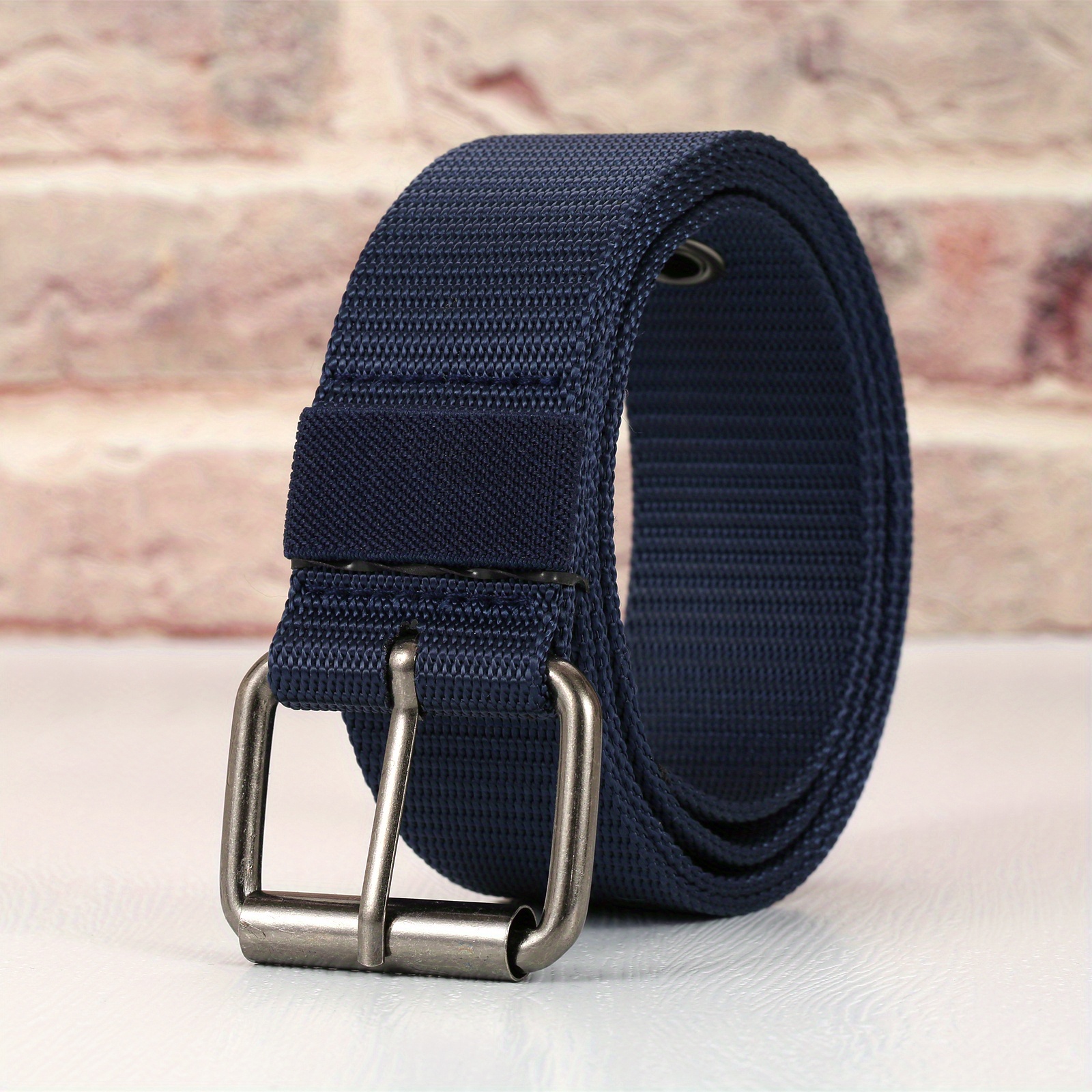 Men's Canvas Belt, Double Pins Buckle Belt Canvas Waistband Outdoor Casual  Jeans Belt - Temu