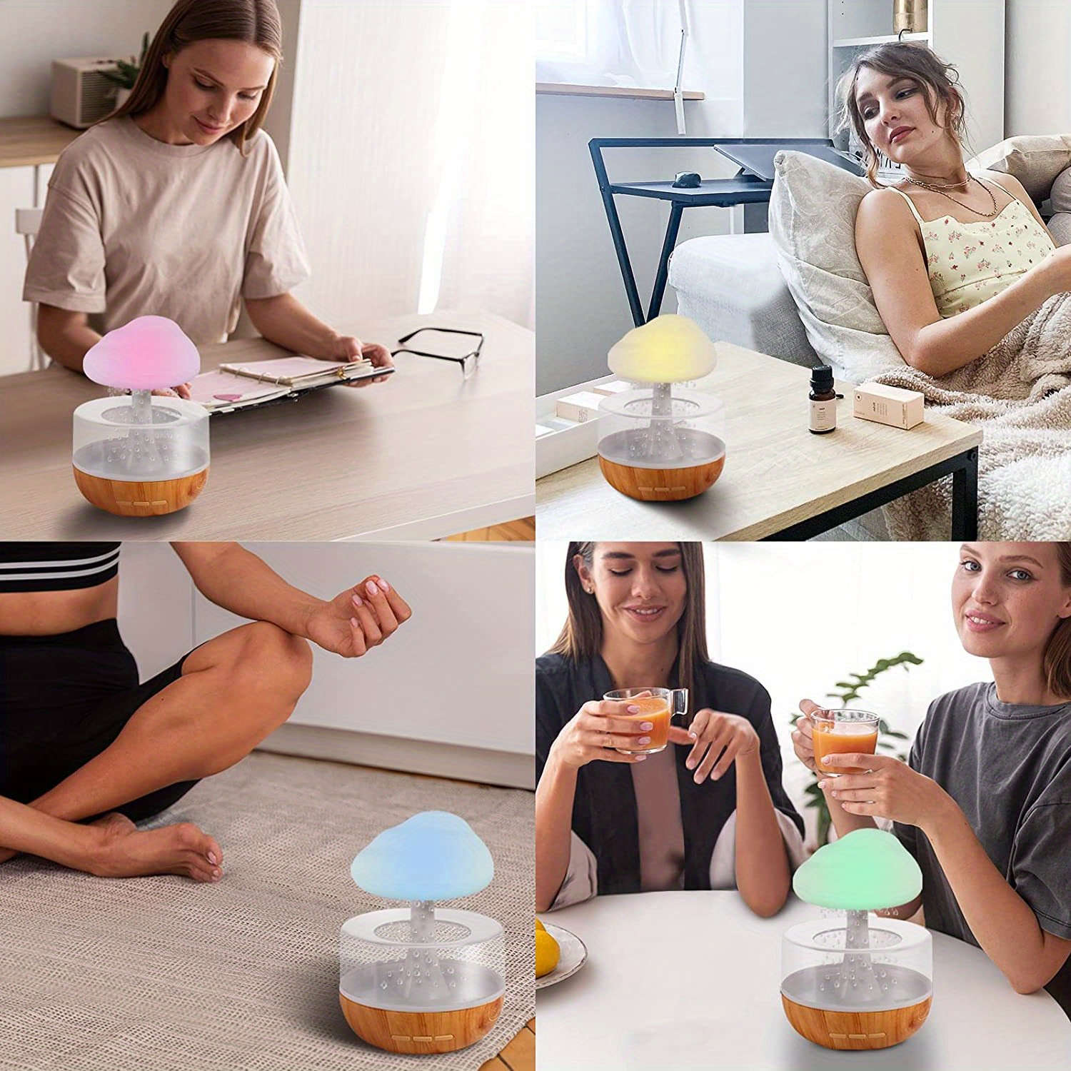 snuggling cloud rain humidifier soothing rain sounds for anxiety improve sleep and focus elegant and modern design details 3