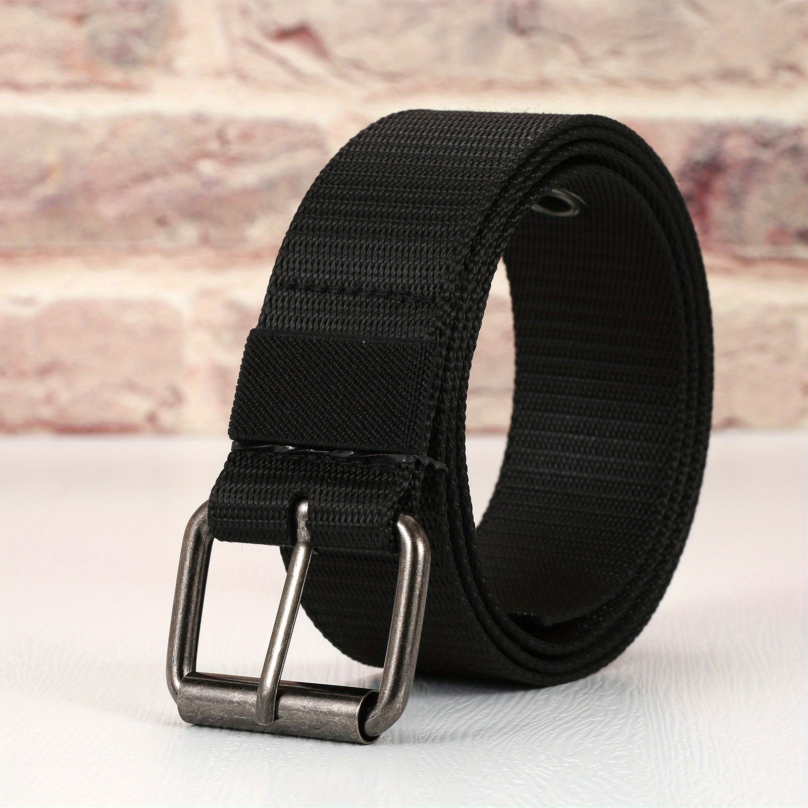 Men's Canvas Belt, Double Pins Buckle Belt Canvas Waistband Outdoor Casual  Jeans Belt - Temu