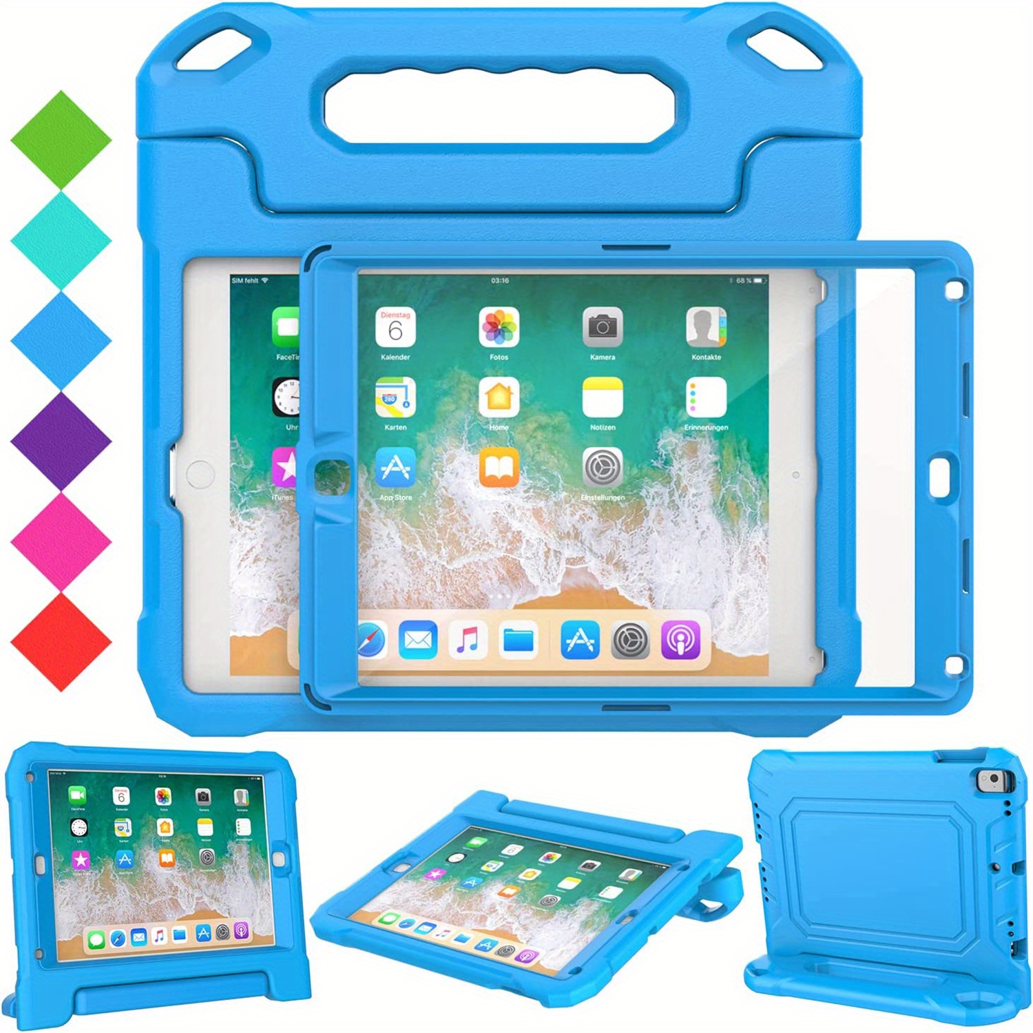 BENTOBEN Funda para iPad Air 2, iPad Air de 2ª generación, 3 en 1,  resistente, resistente, a prueba de golpes, soporte protector para niños,  niñas