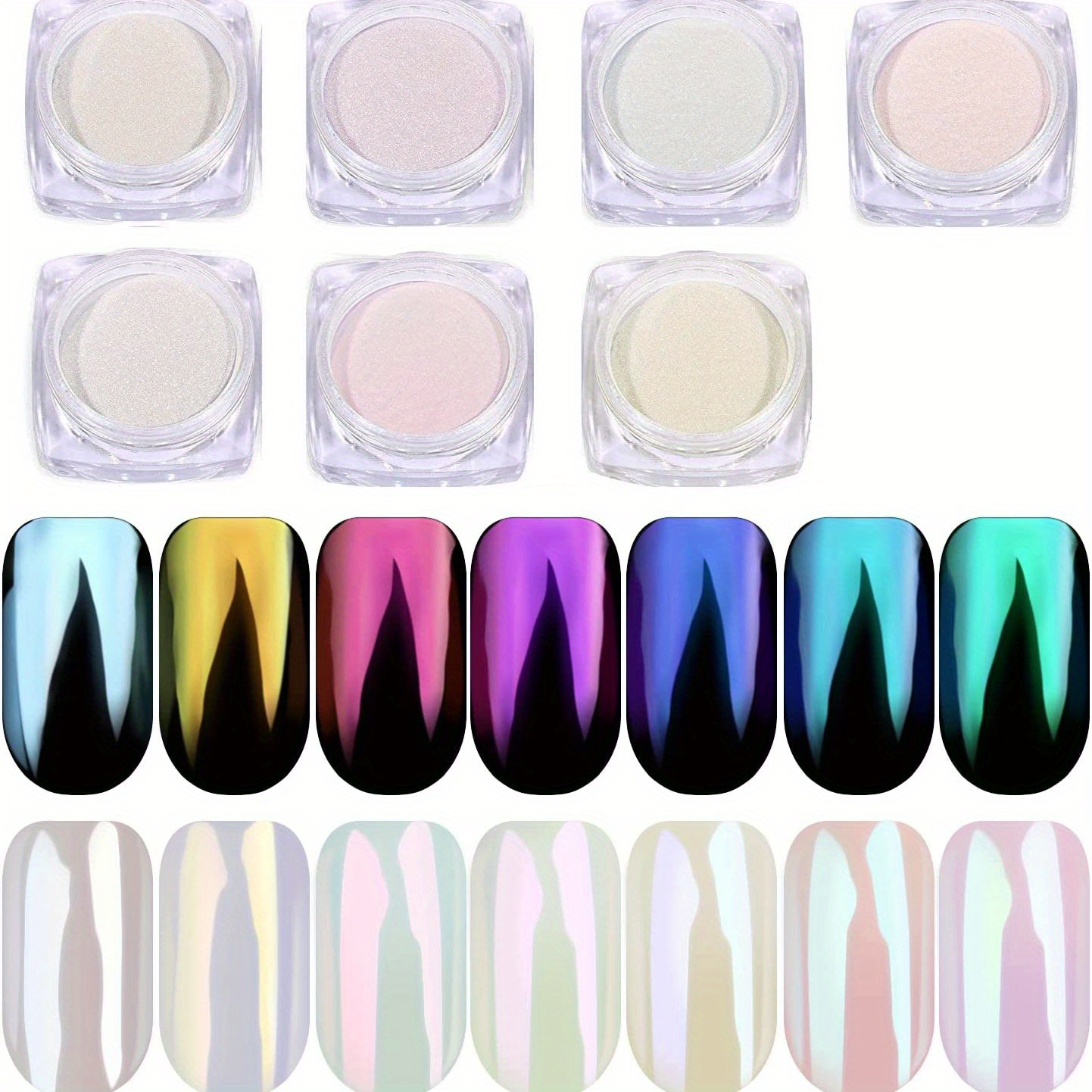 Chrome Nail Powder Holographic Aurora Iridescent Pearlescent - Temu