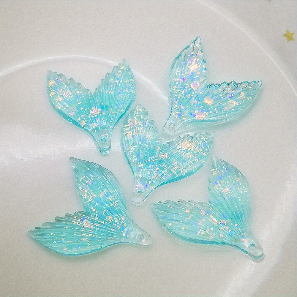 Shiny Mermaid Tail Resin Charms Pendants Flat Back Resin - Temu