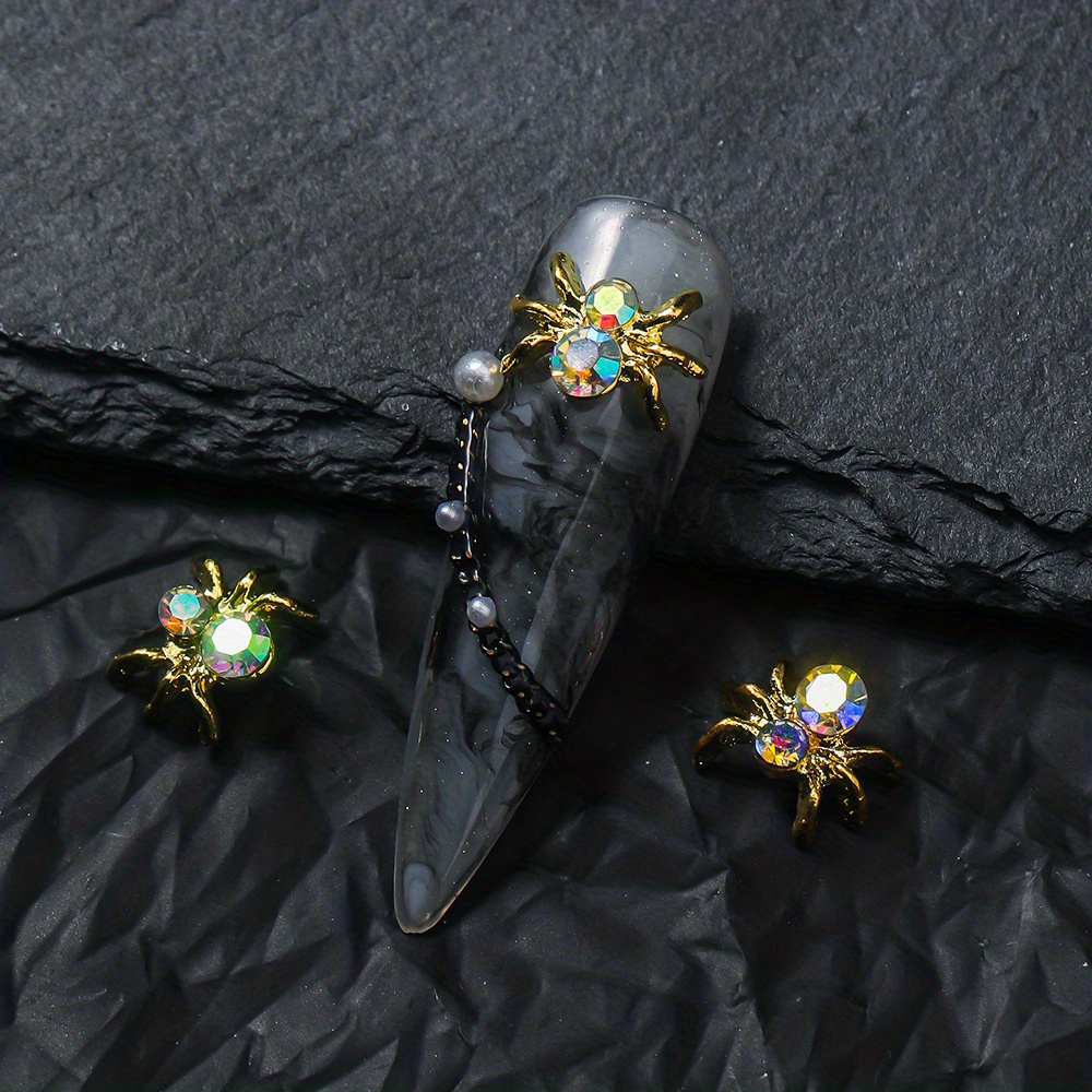 Spider Nail Charms Crystal For Acrylic Nails Bling Art Decor 10 Pcs