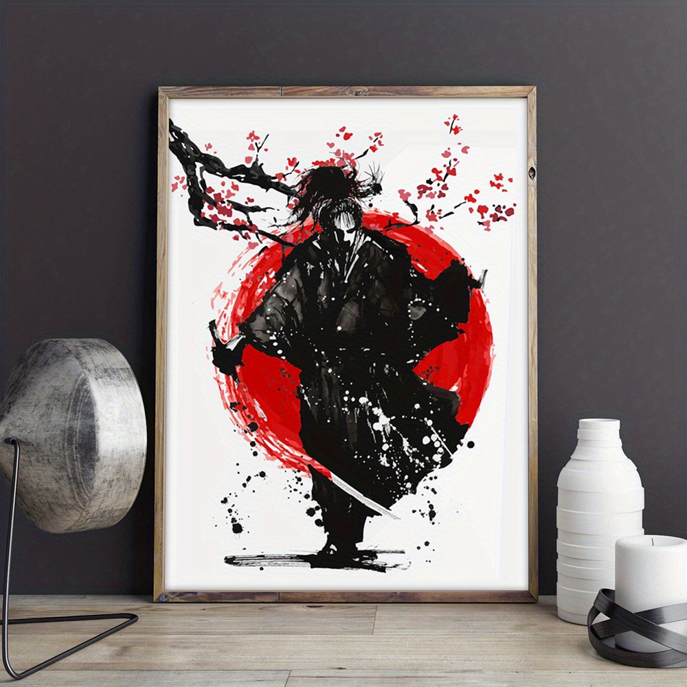 Japanese Samurai Sakura Canvas Poster Inspirational Wall Art - Temu