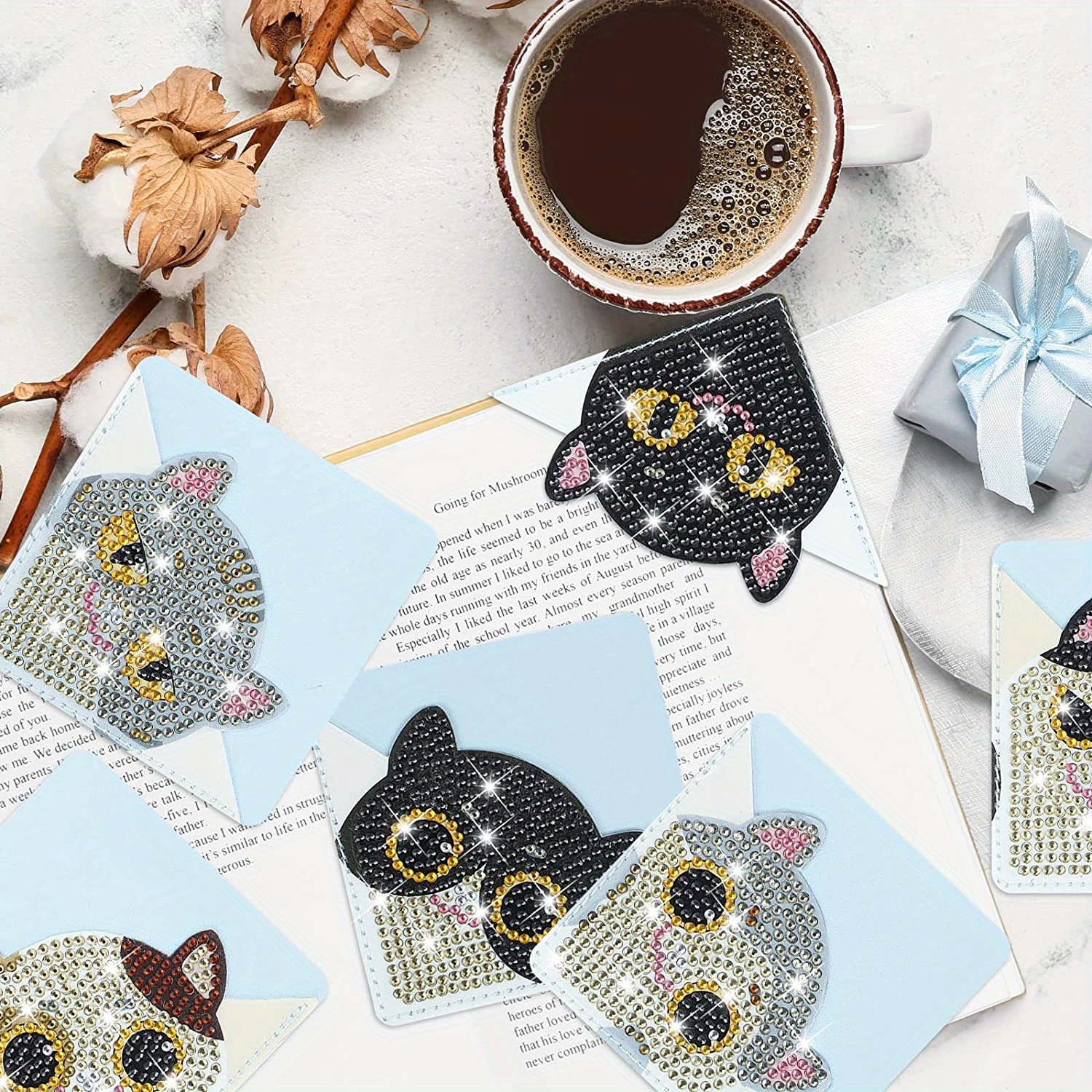 Diy Diamond Painting Kit Corner Bookmarks Cat Shaped Pattern - Temu
